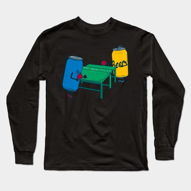 Beer Cans Playing Beer Pong Funny Graphic Design Long Sleeve T-Shirt by StreetDesigns